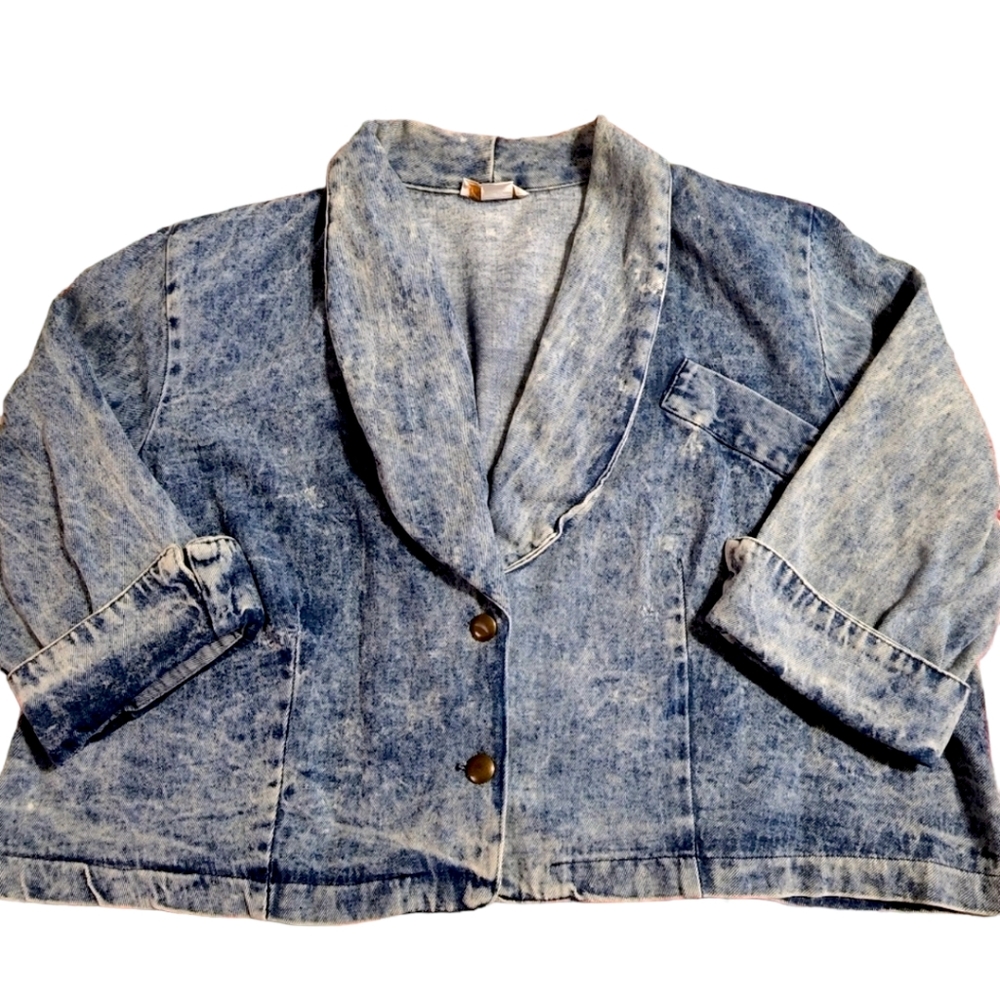 Vintage D.R.II Acid Wash Jean Cropped  Blazer Jacket